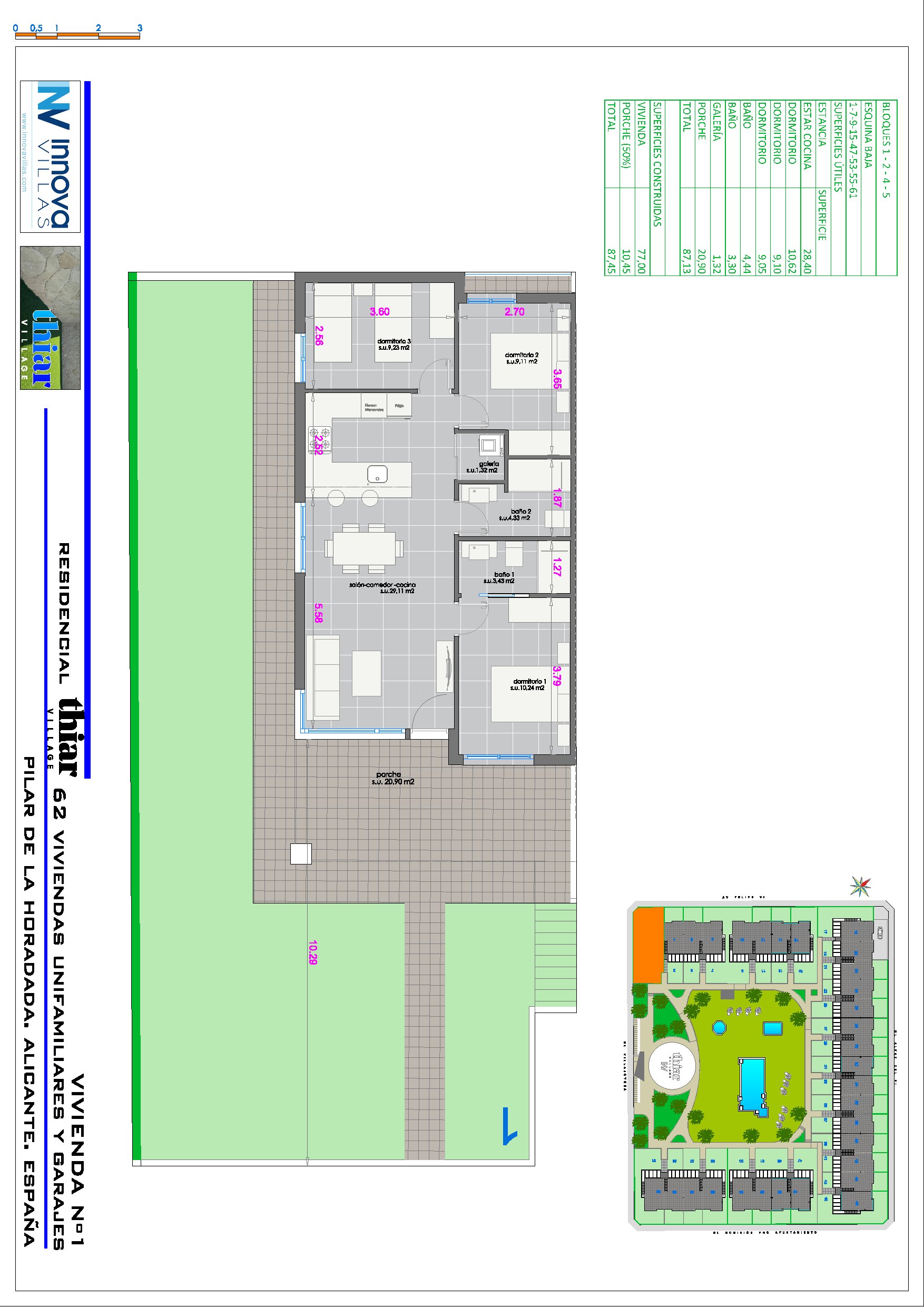 Grundriss eines Apartments in Thiar Village Premium