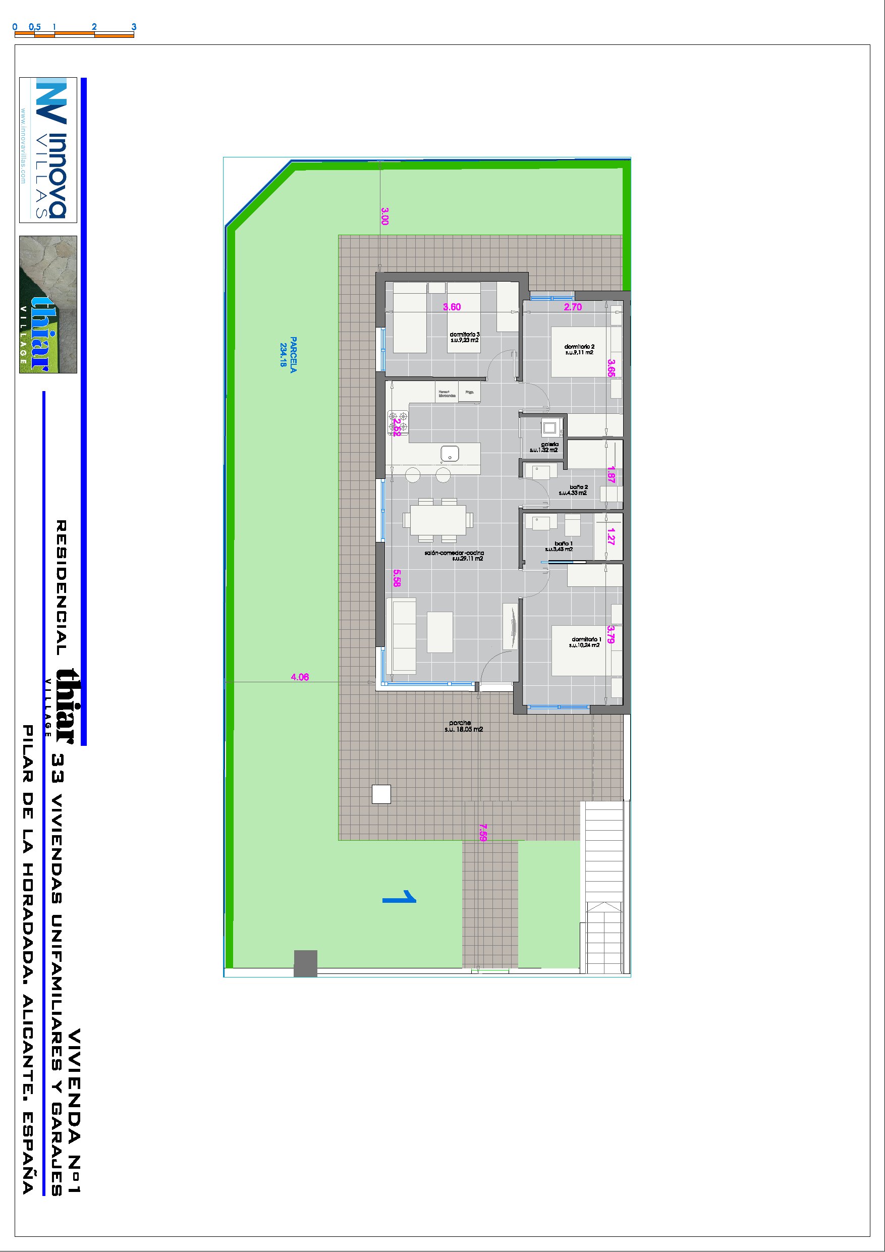 Grundriss eines Apartments in Thiar Village V (3 Zimmer)